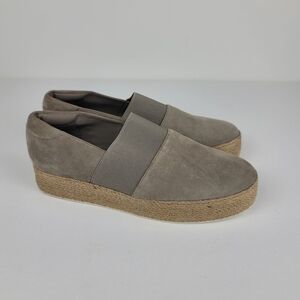 VINCE Women's Gray Winford Espadrille Suede Leather Loafers size 9.5